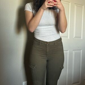 Olive Cargo Skinny Pants